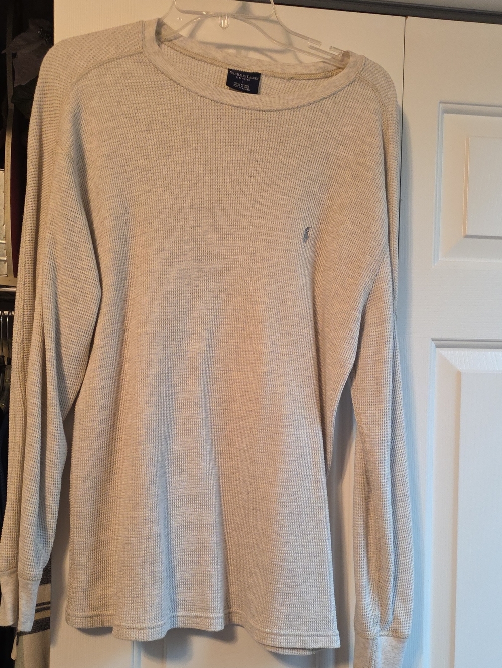 Polo by Ralph Lauren Beige Waffle-Knit Long Sleeve Thermal Shirt
